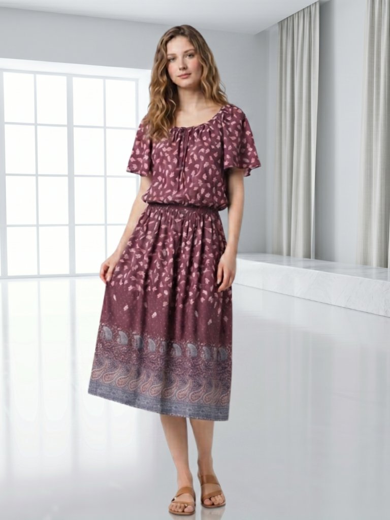 Vintage Sue Brett Paisley Dress Ilgwu Union Label Elastic Waist Size 5/6